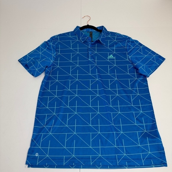 Adidas Men’s Performance Polo Shirt | Blue Geometric Print | Size L - Picture 3 of 9